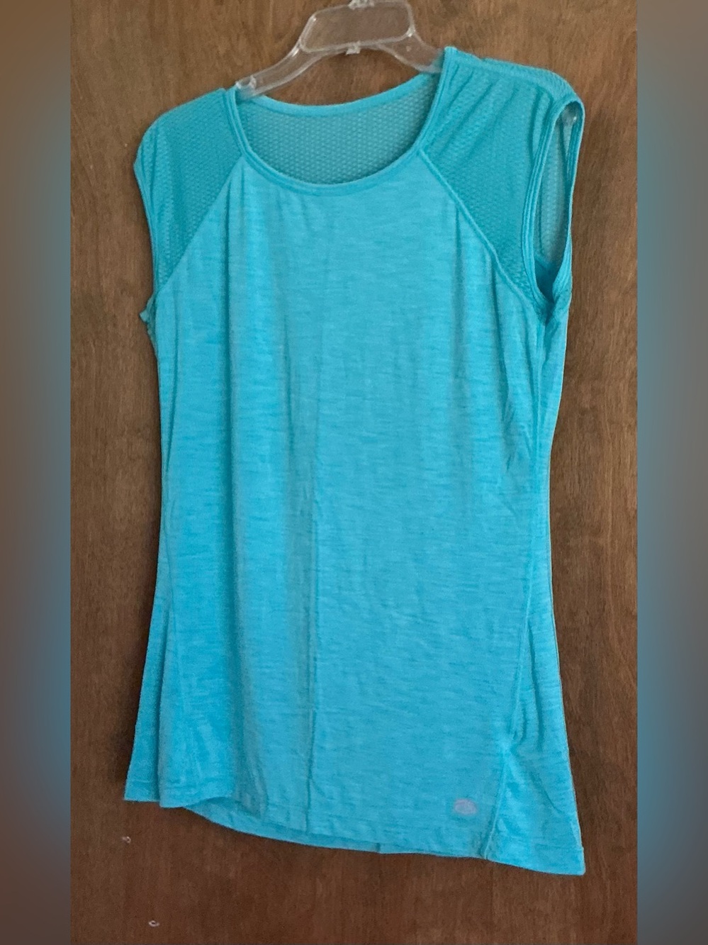 Tapout Women Activwear Mesh Shoulder Aqua Sleeveless Workout Top Large Teal